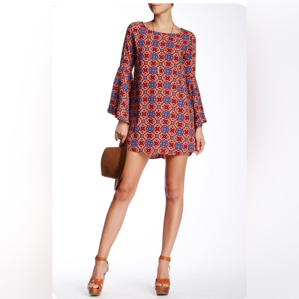 Anthropologie On The Road Long Flare Sleeve Shift Tunic Dress Size Medium